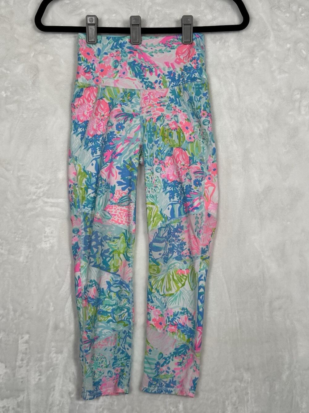 XXS Lilly Pulitzer Fished My Wish Womens Weekender High Rise Crop Leggings EUC